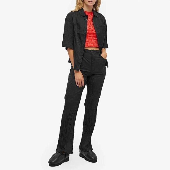 Eckhaus Latta Echo Black Nylon Lightweight Textured Unisex Trouser Pants 29